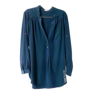 ZOA New York Long Blouse Emerald Blue Size Medium